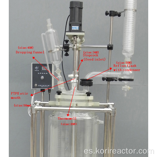 Reactor de vidrio revestido industrial de mezcla de vidrio Quimico de 100l
